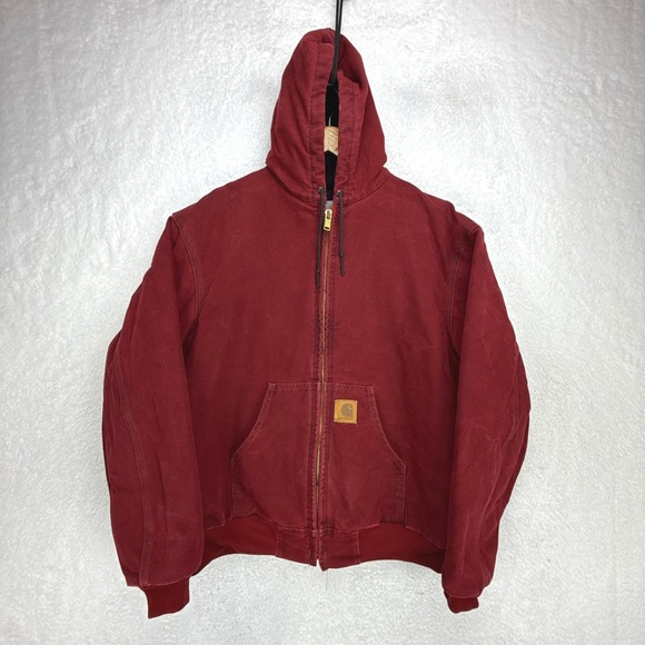 Carhartt Sandstone Active Jacket Quilt Lined Mens XL J68 CRI Crimson Red